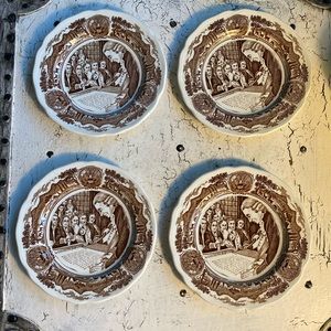 4 J&G Meakin 7” John Hancock Bread Plates
